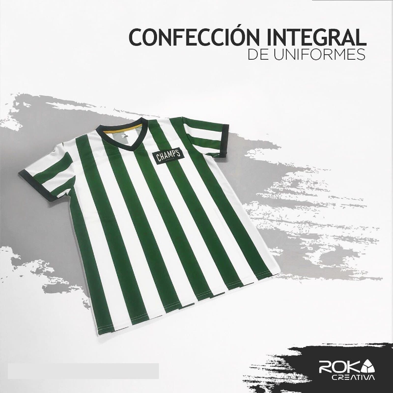 Composición gráfica del uniforme Champs Sports Bar
