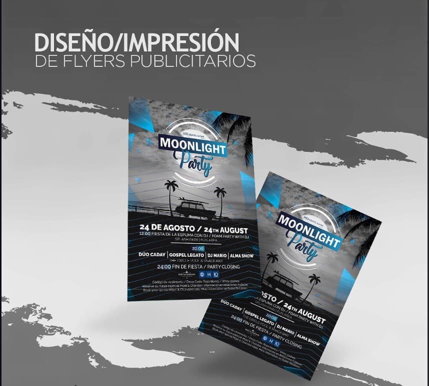 Flyers para la fiesta Moonlight Party de H10 Hotels